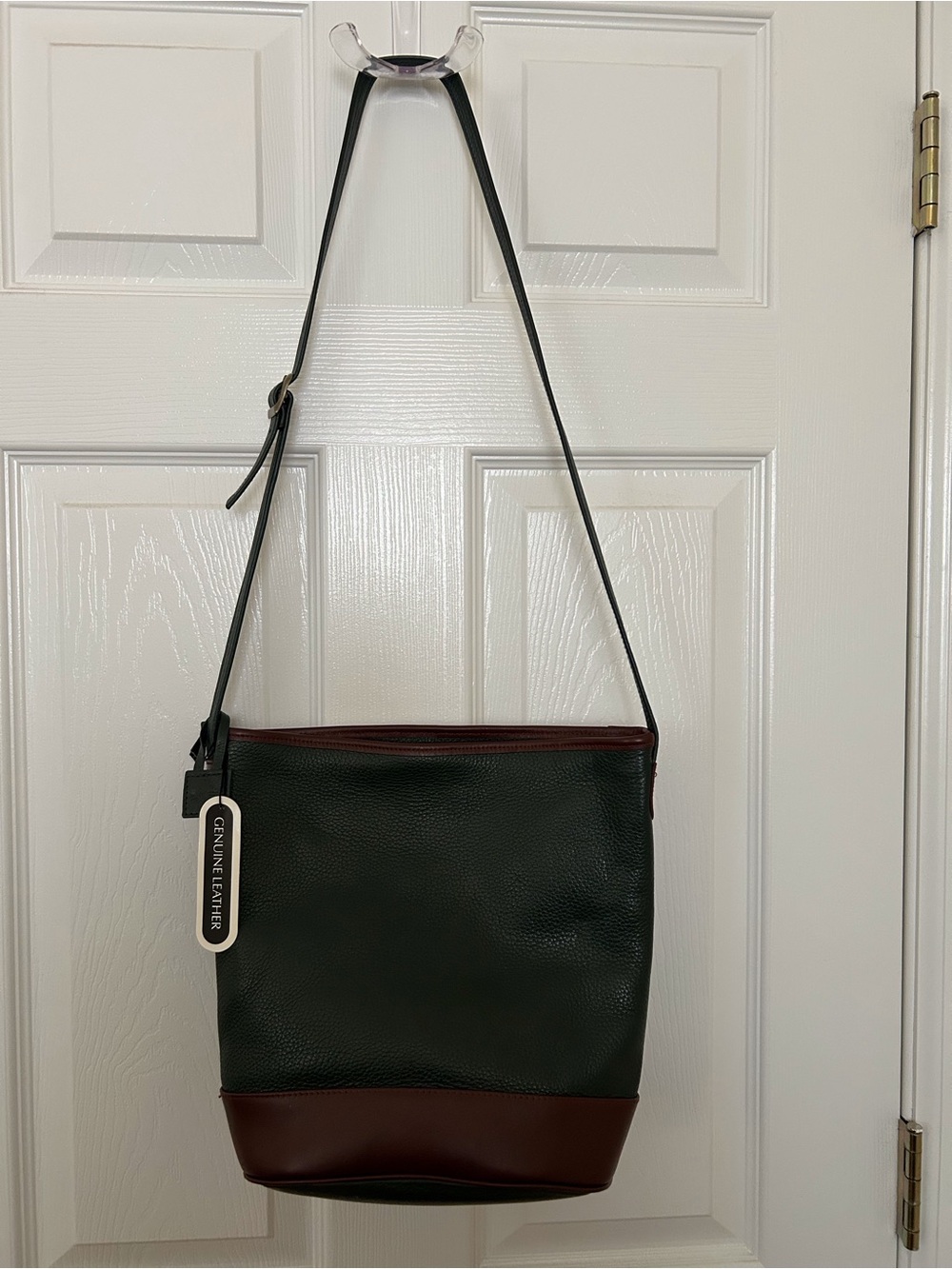 Giani Bernini Green Pebble Leather Bucket Crossbody Bag